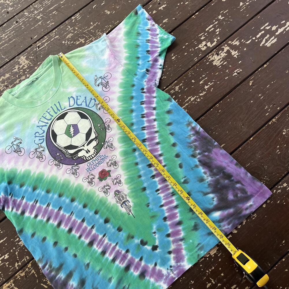 (XL) Vintage 90s (1990) Grateful Dead Olympic Velodrome Skull Soccer T-Shirt Dye - Picture 8 of 8